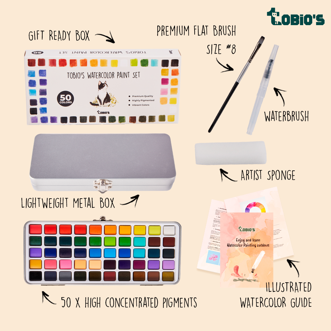 Tobio’s™ Aquarellfarben-Set, 50 Farben